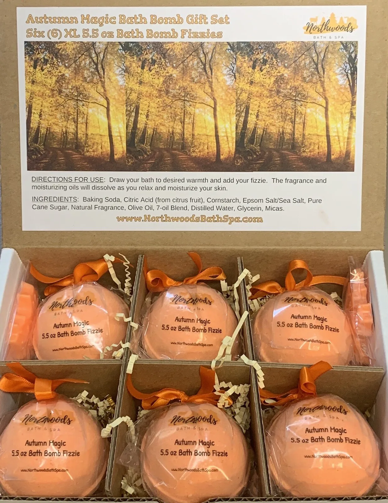 مجموعة كرات الاستحمام الخريفية السحرية المكونة من 6 قطع - علاج عطري مهدئ لترطيب البشرة - سبا عائلي - رعاية ذاتية
