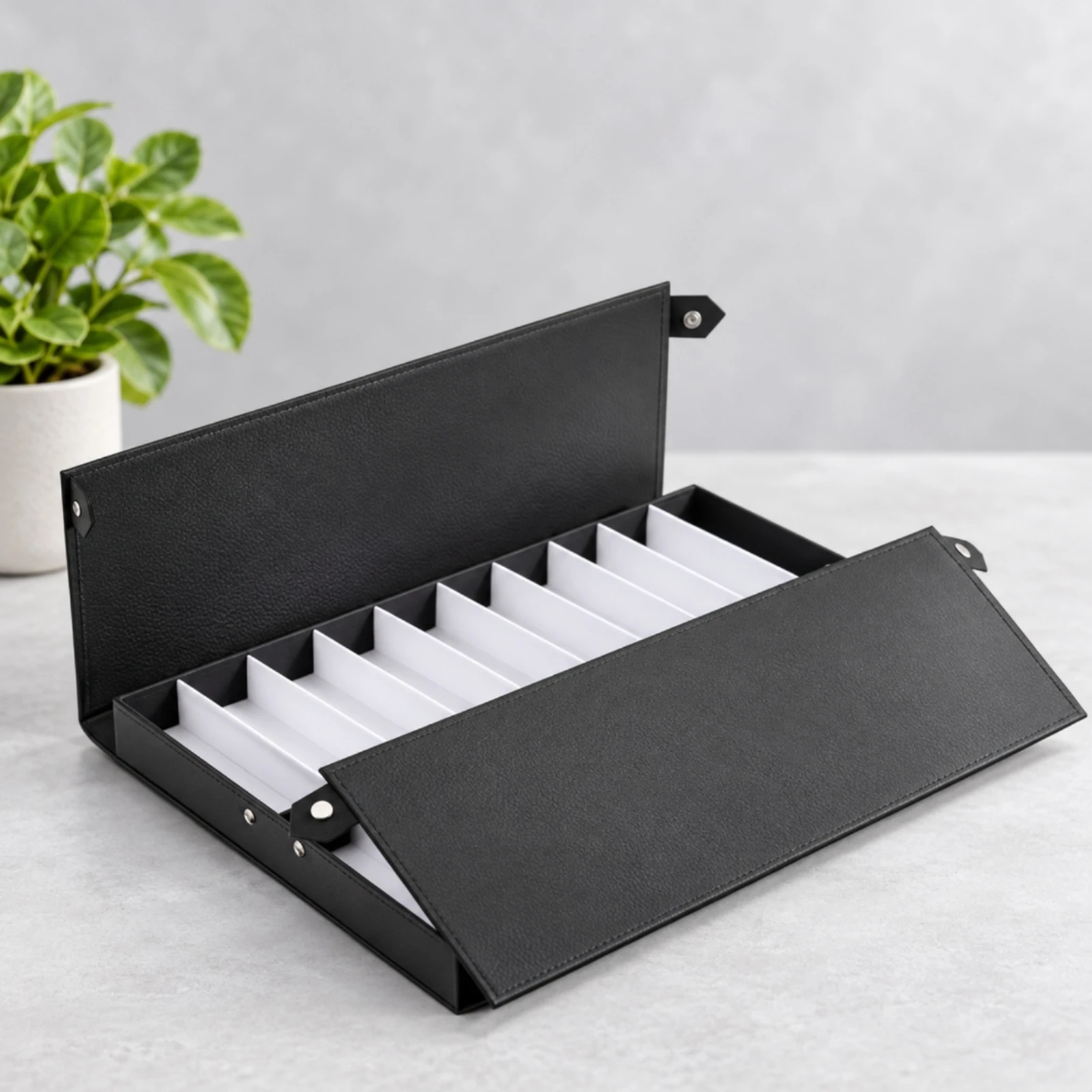 Eyeglasses Storage Box with Divided Interior Multi-Slot Eyeglass Organizer with Hinged Lid for Home Organization, Dressing Areas