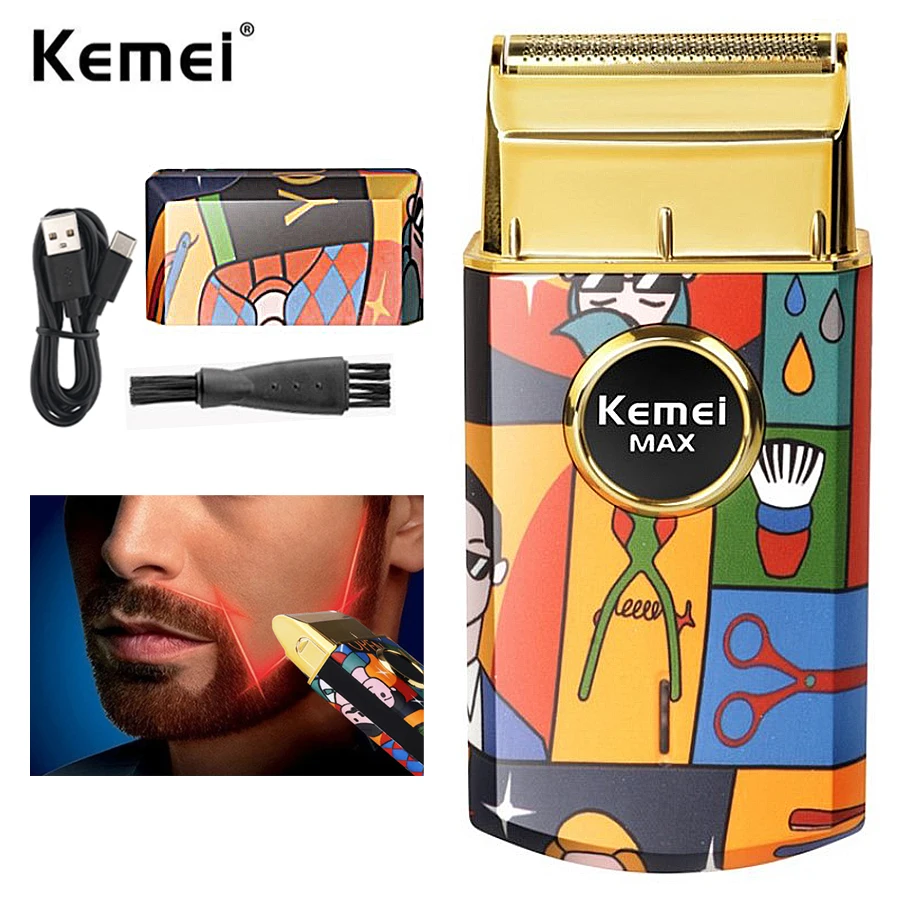 

Kemei-7098 Electric Razor Electric Shaver Titanium Double Foil Shaver Professional Barber Tool Random Graffiti Pattern Men Razor