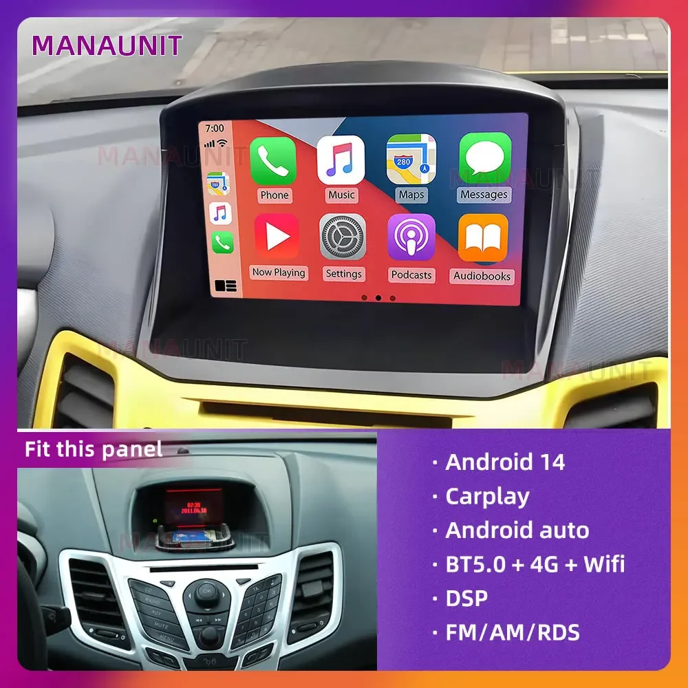 Android 14 For Ford Fiesta 2009-2017 Car Multimedia Player,Carplay,Auto,Radio,Navigation,GPS,Stereo,Head Unit,Smart Voice,DVD