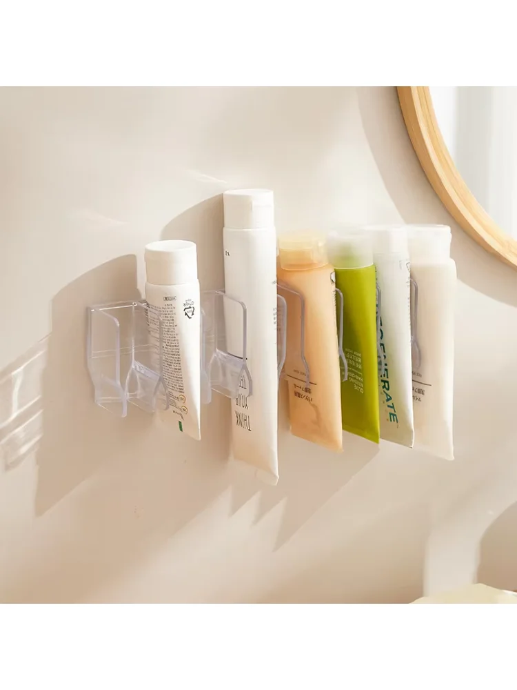 Wall-Mounted Non-Perforated Toilet Facial Cleanser Storage Rack Cosmetics Rack Mirror Cabinet Toothpaste Drain Holder
