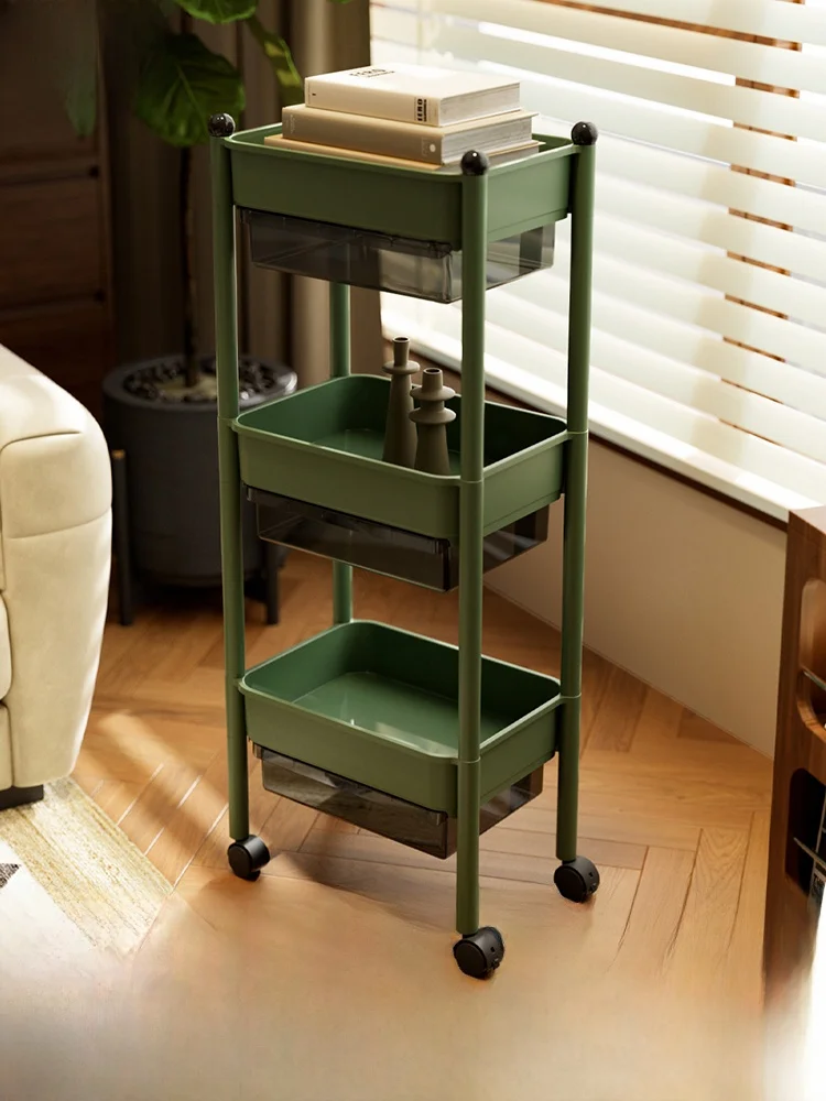 mobile-multi-layer-floor-stand-hidden-drawer-snack-rack-home-living-room-storage-cart-pet-supplies-book-toy-organizer-rack