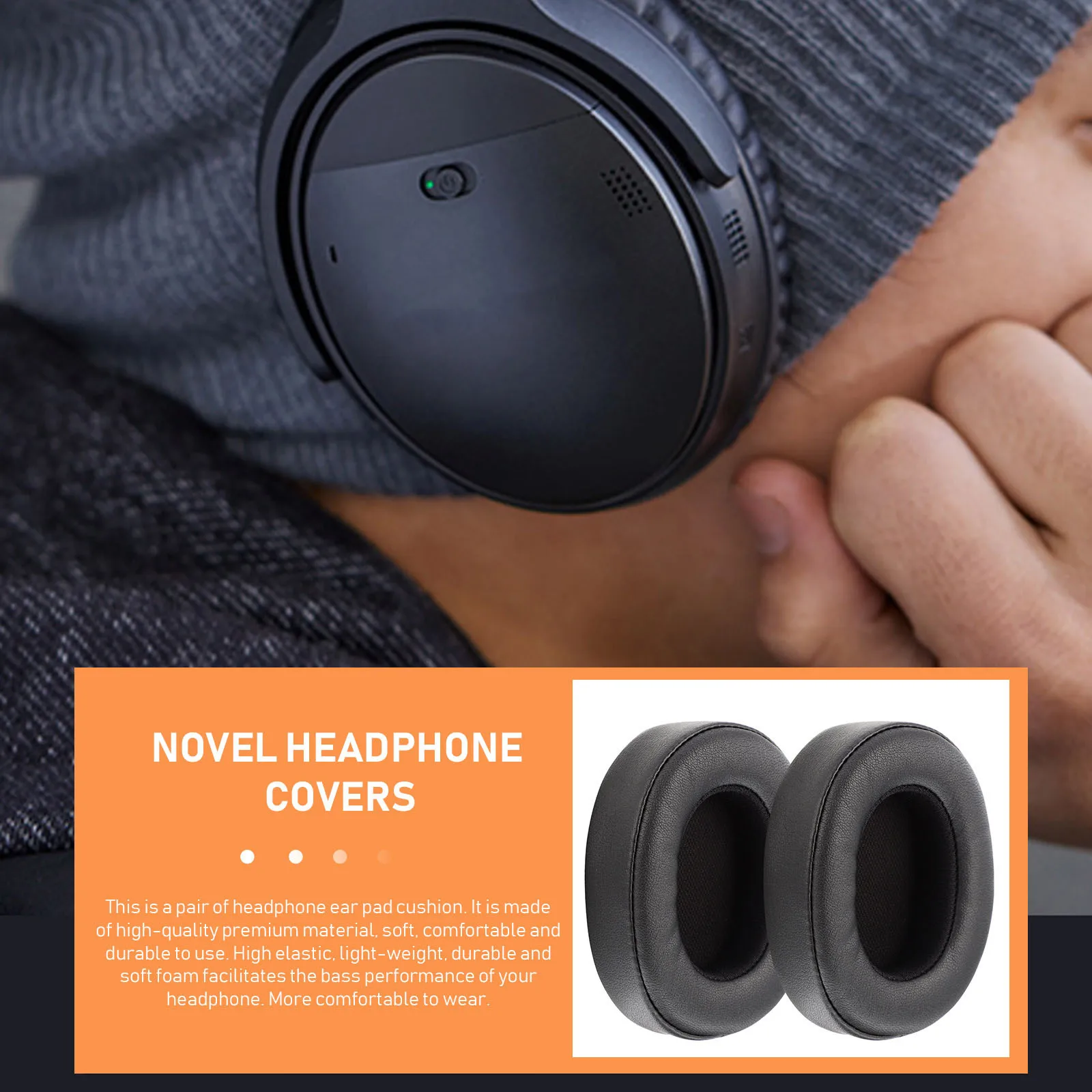 

1Set Ear Pads Replacement Soft Memory Foam Durable Headset Earpads Artificial Comfortable Ear Cushion Noise Blocking