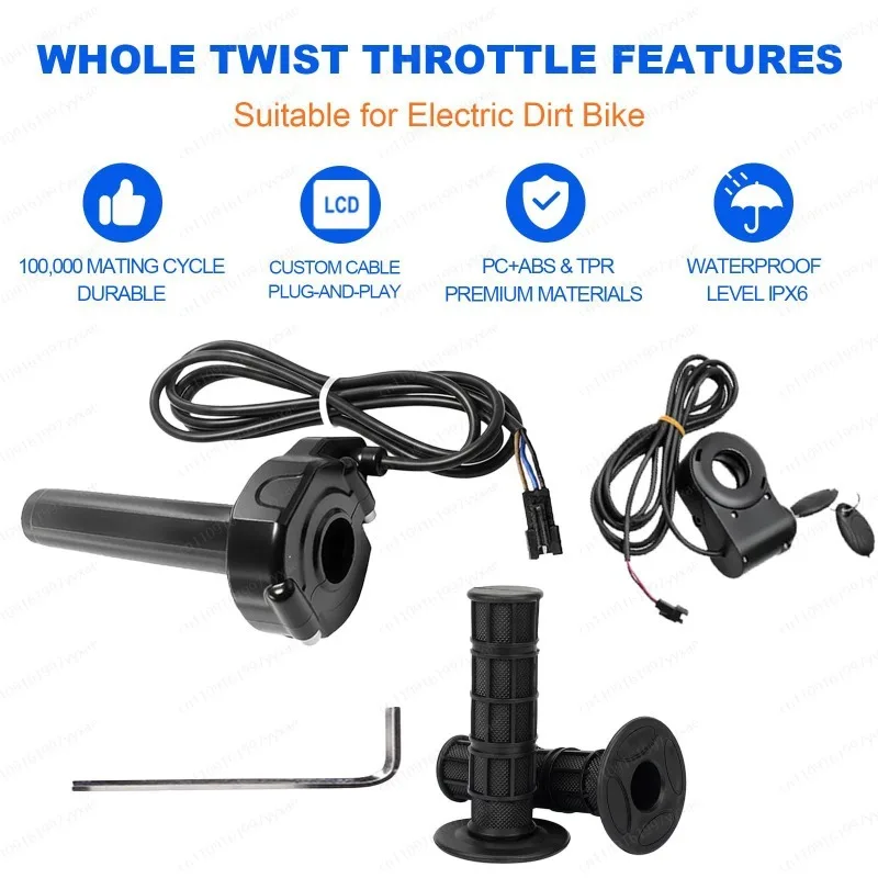 electric-bike-q20-full‑rotation-twist-throttle-roller‑bearing-throttle-grip-handlebar-replacement-with-wiring-cable-kit