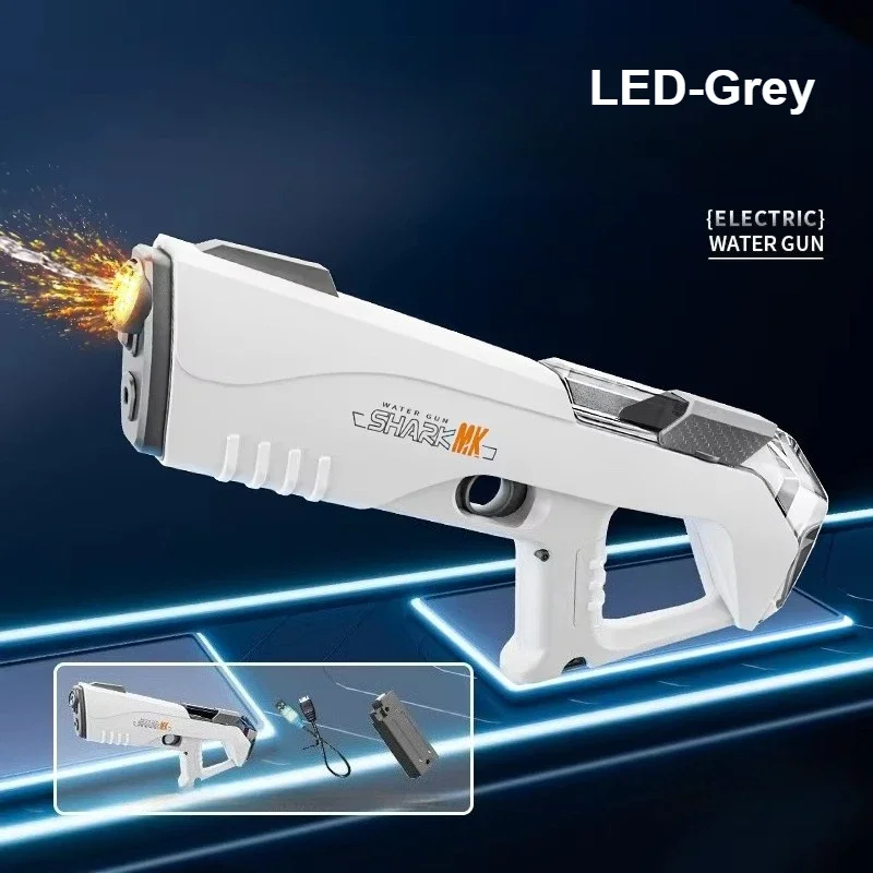 Big Capacity Automatic Water Pistol Toy with LED Powerful Electric Water Gun Spray Blaster Pool Outdoor Toys for Kids Boys Adult