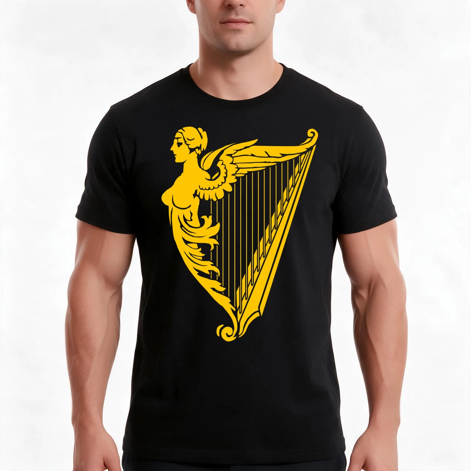 Irish Harp Heraldry - Gold T-Shirt Summer Casual Cotton Tee Oversized Streetwear Tops Vintage Graphic Print Unisex Men Women
