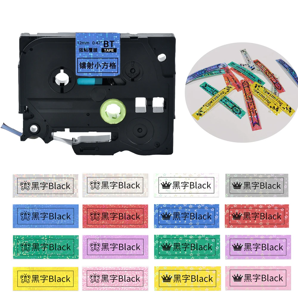 1PCS Compatible TZe-231L1 TZE-131L1 12/18/24mm Laser Checkered/Star Label Tape for D210S H110 PT-E550W PT-E100/115 PT-710BT