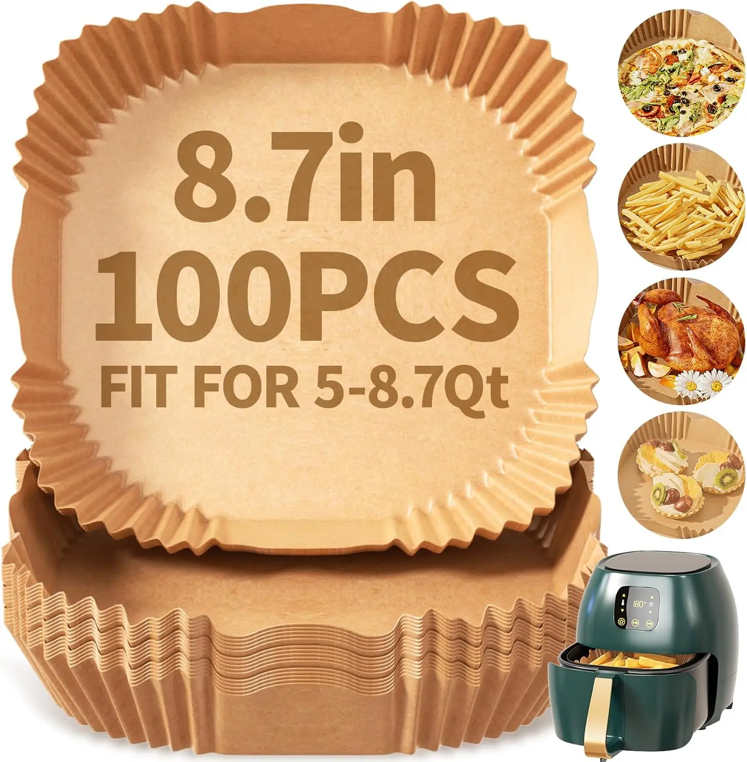 

100 PCS Air Fryer Disposable Paper Liners,8 Inch Flower Parchment Disposable Paper Liner for 5-8QT Air Fryer,Baking, Roasting an