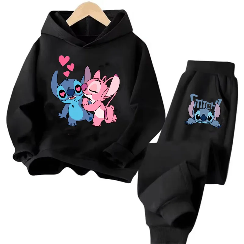 Sets Children Hoodies Stitch Kawaii Pullover Sweatshirt Anime Trucksuit Manga Cartoons Girls Boy Kids Autumn Casual Clothes