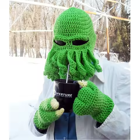 New Style Casual, Simple, Versatile and Trendy Handmade Woolen Funny Octopus Hat for Men and Women