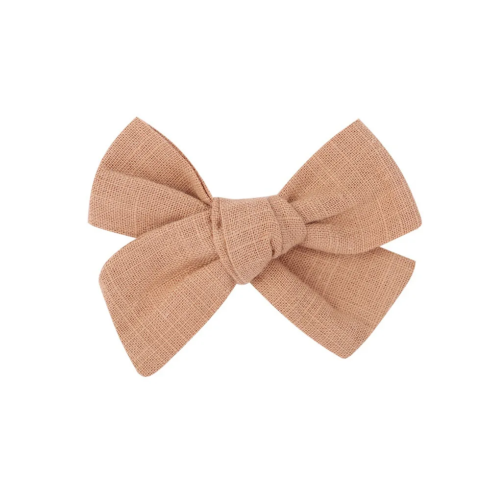 Solid Color Kids Bows Hair Clips For Baby Girls Cotton Bowknot Hairpins Children Barrettes Headwear Hair Accessories