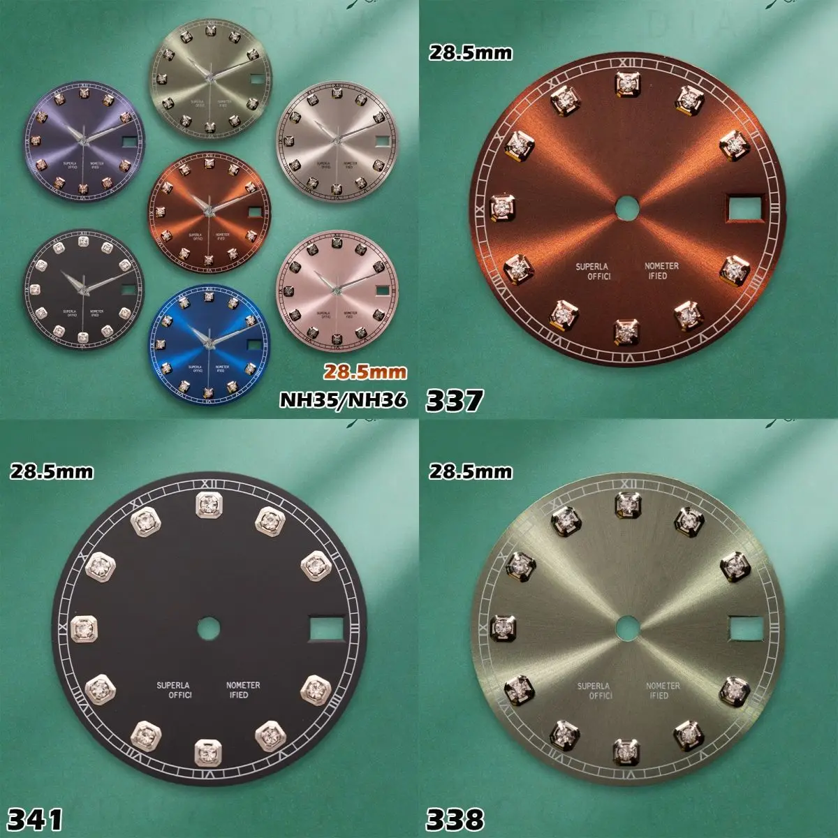 28.5mm Dial NH35 S-type  Dial Sunray Diamond Fit NH35/NH36/4R/7S Movement Watch Modification Accessories
