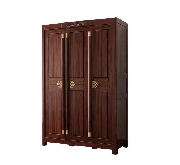 Chinese Style Manufacturer Direct Selling Bedroom Furniture  Walnut Color Solid Wood Wardrobes Bedroom Closet