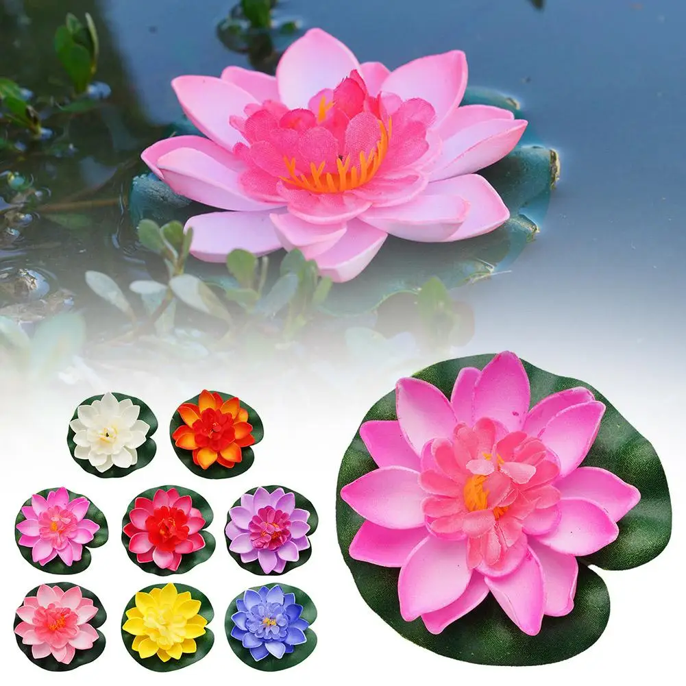 10cm Artificial Lotus Fake Plant DIY Water Lily Simulation Decoration Garden Tank Landscape Flowers Pond Ornament Floating D0V1