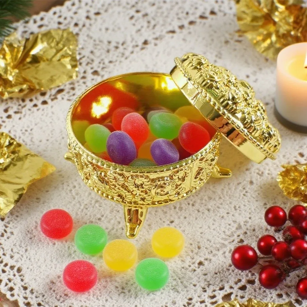 Retro Golden Chocolate Sugar Box Portable Souvenir Gift Case Candy Box Home Table Decor Candy Container Wedding Trinket Box