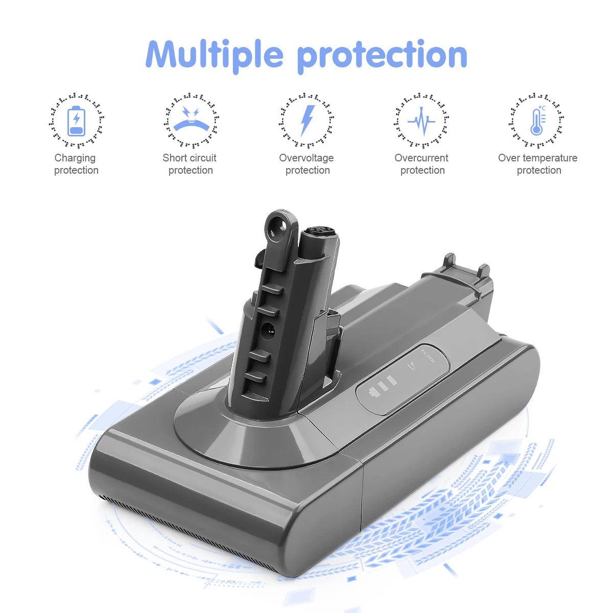 Imagem -03 - Bateria de Lítio de Substituição para Dyson Absoluto sem Cabo Aspirador Portátil 21v v6 v7 v8 V10 6000mah