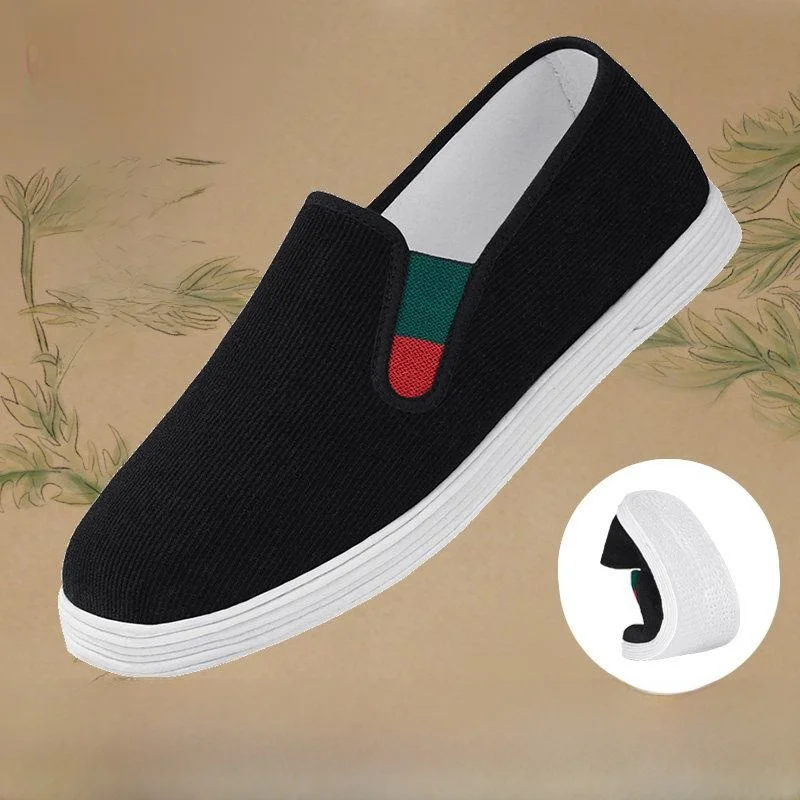 Beijing Men's Canvas Shoes Breathable Lightweight Slip-On Casual Handmade Multi-Layer Sole Comfortable round Toe Flat Heel