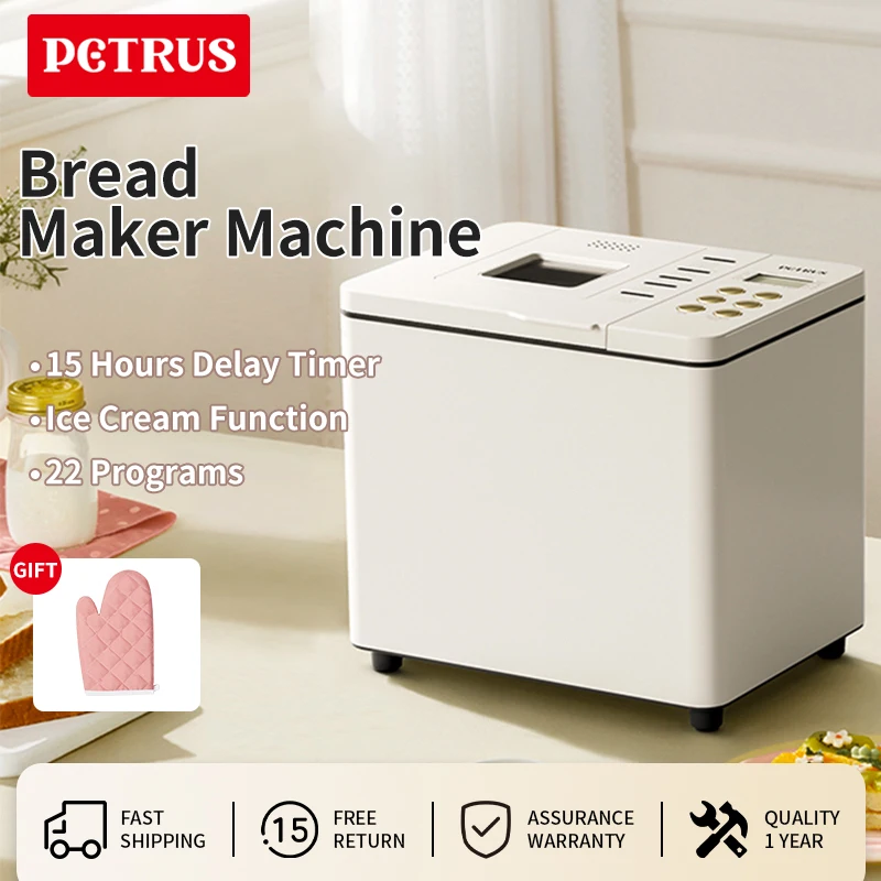 Petrus Bread Maker Machine 22  Menus Household Use With 15 Hours Timer Delay 60 Minutes Warm Keeping(1.5lb) PE6600(220V)