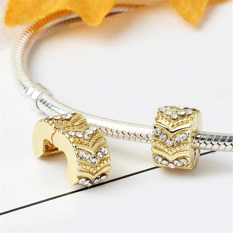 2024 Fashion Shining Rhinetone Star Ball Heart Clip DIY Beads Fit Charm Bracelet Women Europe Jewelry Making Gift