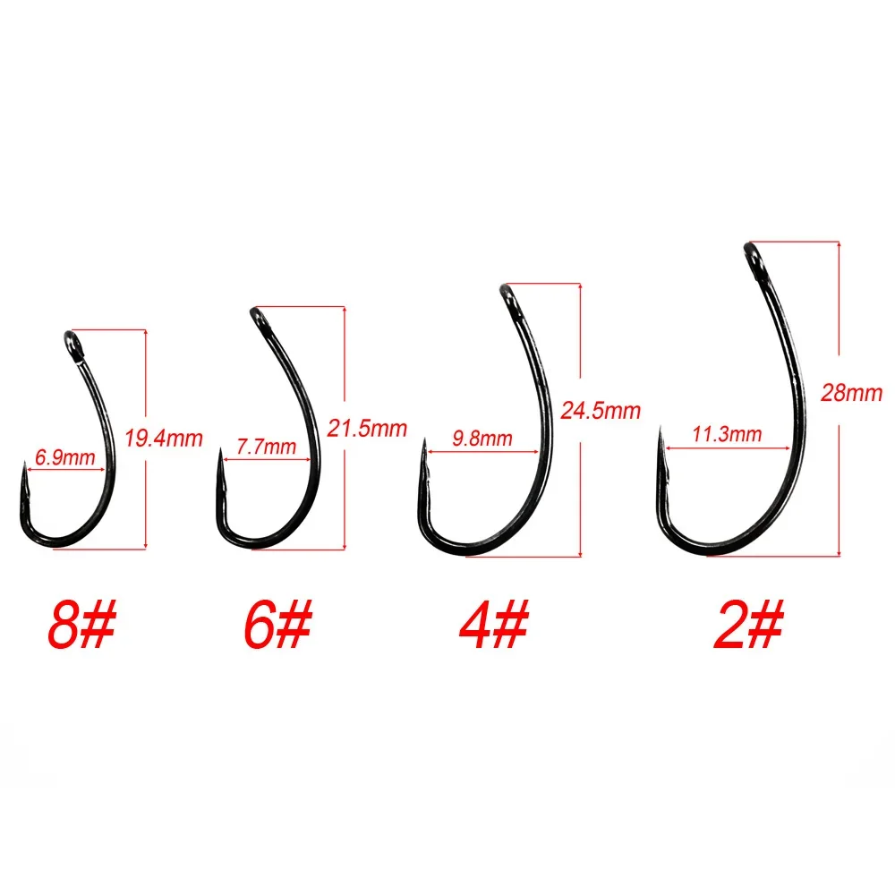 200pcs Carp Fishing Hook PTFE Coated High Carbon Stainless Steel Barbless Fish Hooks With Box Fishing Accessories