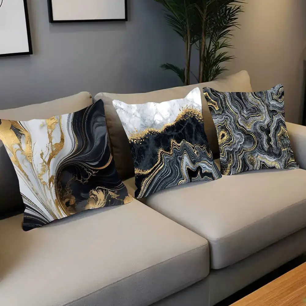 Black Gold Pillow Case Home Decor Throw For Sofa Bed Car Room Decor Gift Idea