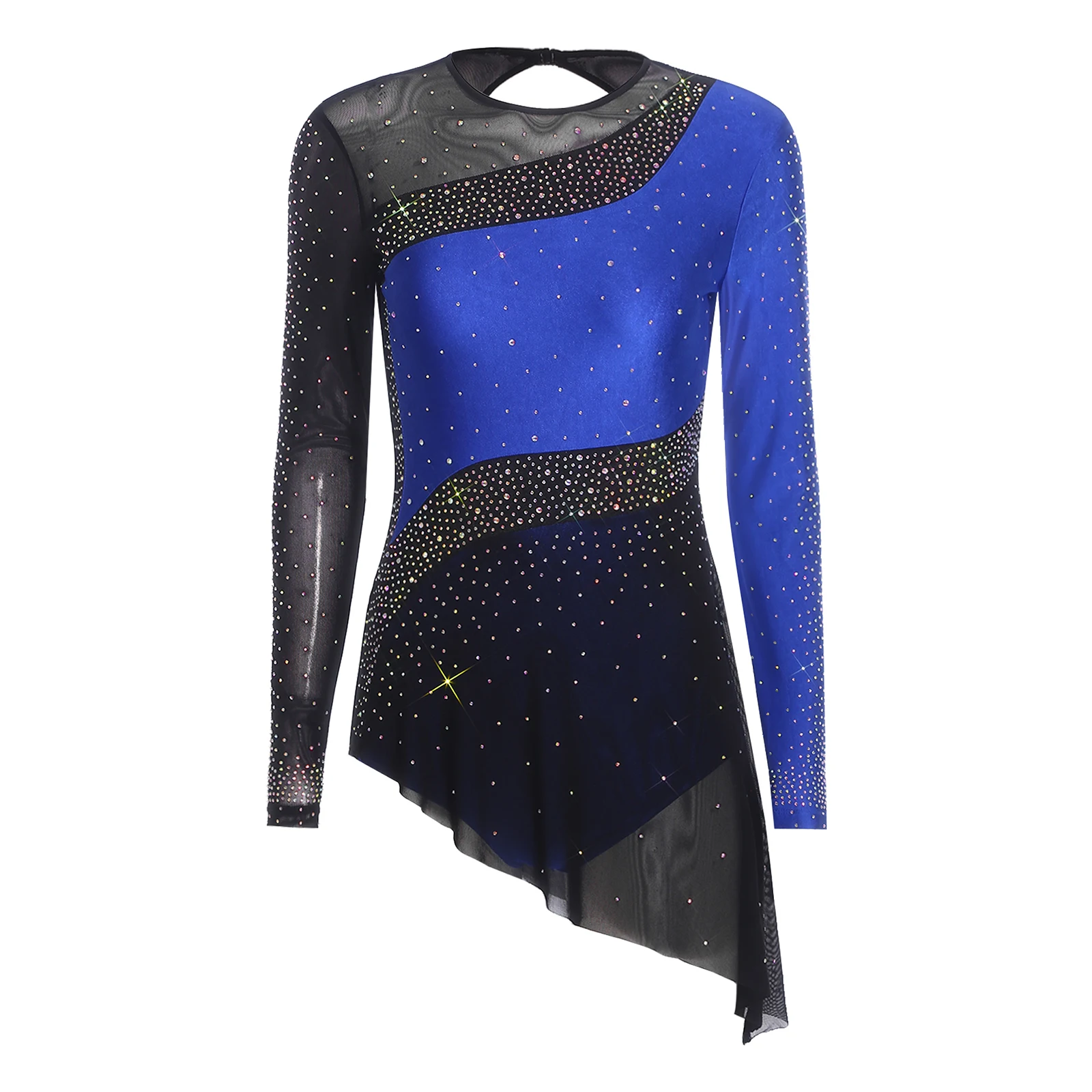 

Women Latin Jazz Dance Leotard Dress Glittery Rhinestone Long Sleeves Dance Bodysuit Figure Ice Skating Competition Dance Outfit