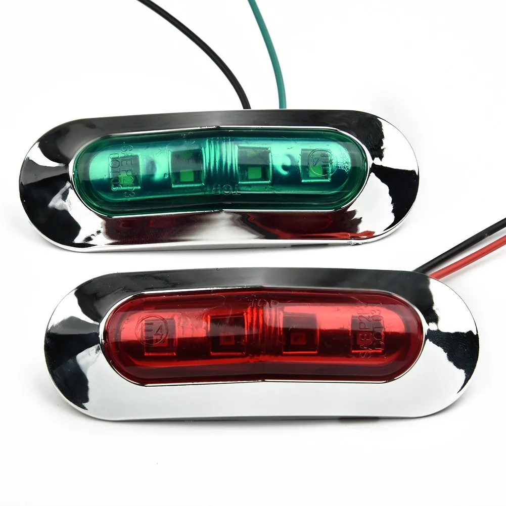 2Pcs Red Green LED Boat Navigation Light 12-24V Waterproof Sailing Signal Lamp Marine Yacht Warning Light