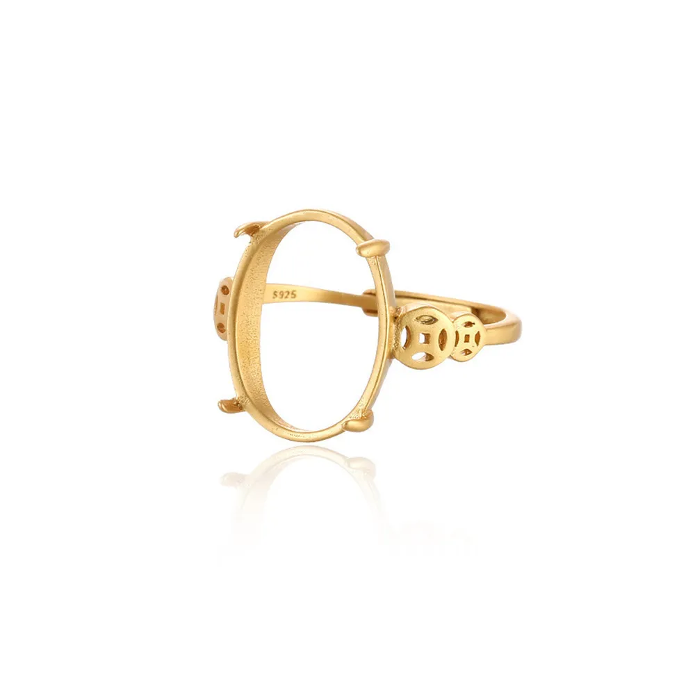 Gold Plated 925 Silver Adjustable Ring Blank for 7x9mm/8x10mm/9x11mm/10x12mm/10x14mm/12x14mm/12x16mm Oval Cabochons