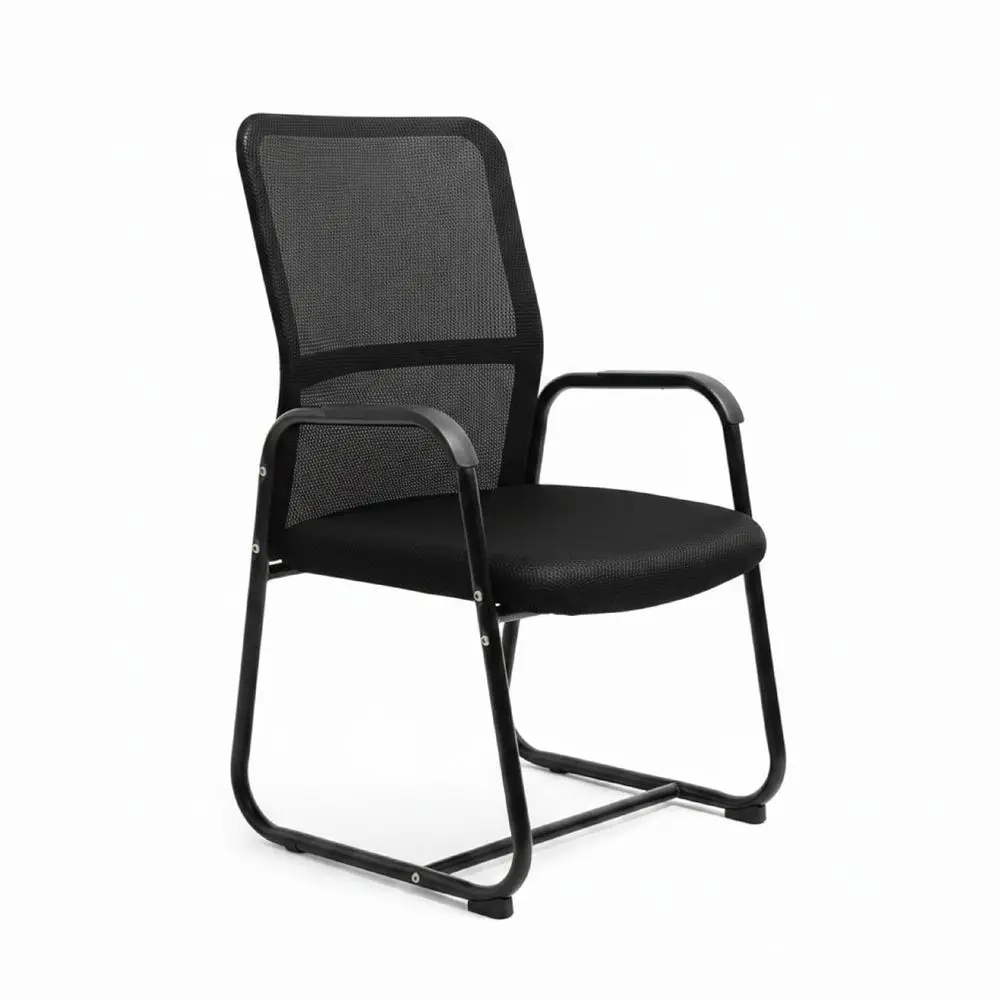 Chaise de bureau avec accoudoirs et dossier ergonomique en toile respirante pour salles d'attente et de conférence, capacité de charge 130 kg