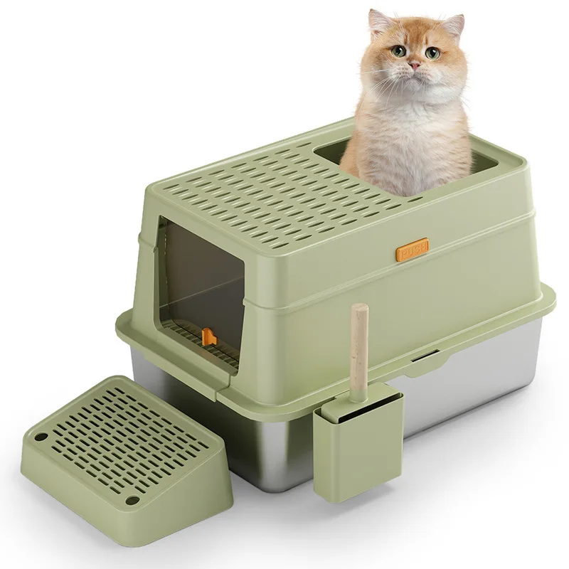 Fully Enclosed 65L Large Cat Litter Pan Automatic Cleaning & Electric Deodorizing Pet Intelligent Litter Box Accessory