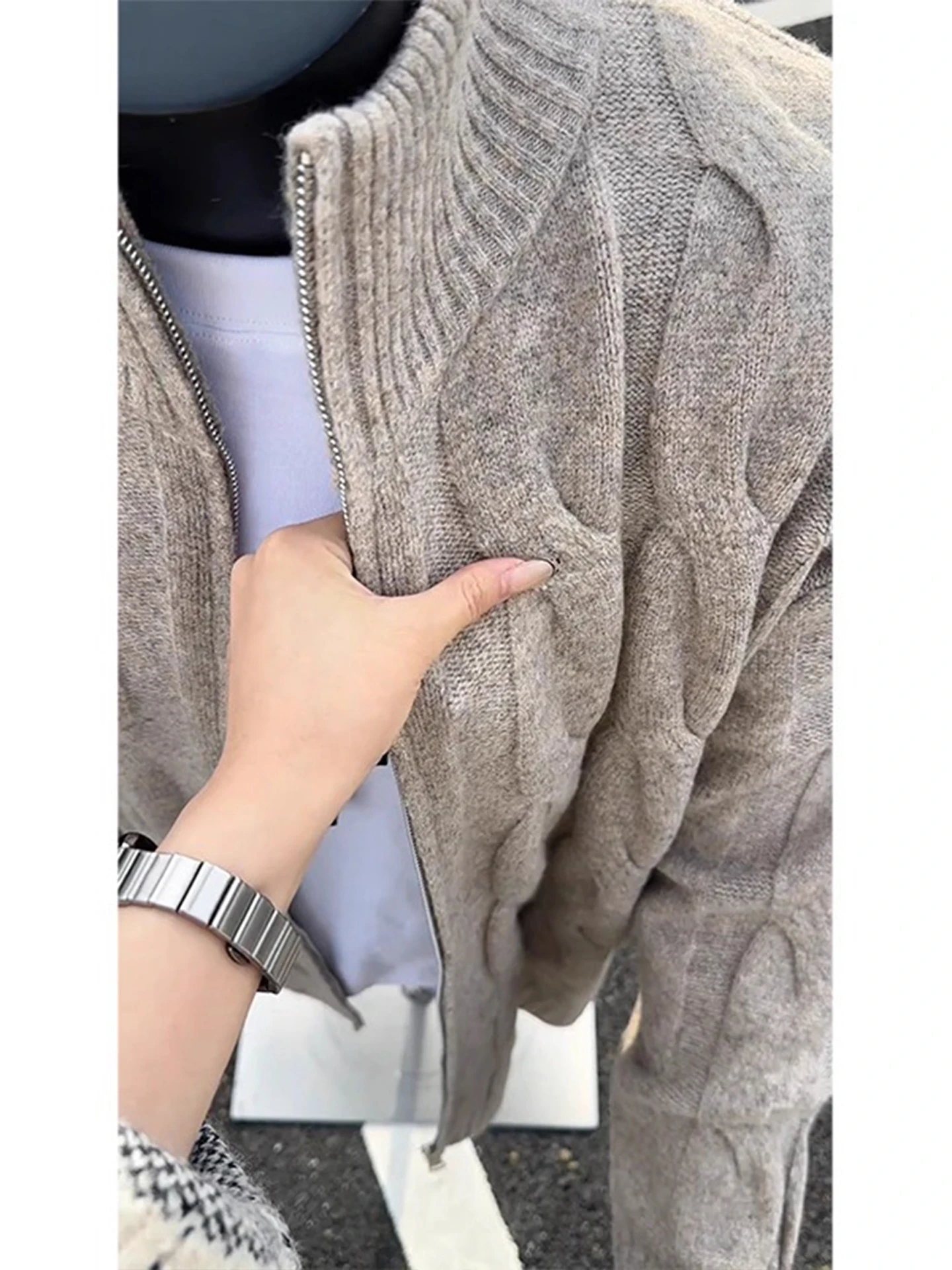 Sweter Rajut Pria Vintage Biru Model Amerika Santai untuk Pasangan, Musim Gugur Musim Dingin, Gaya Kasual Cleanfit, Serat Poliester