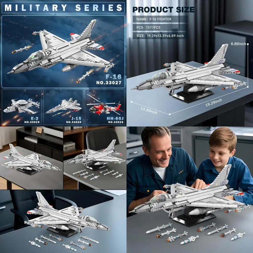 F-16 戦闘機組み立てキット、軍事展示モデル、空軍ビルディングブロック、33027、ファイティングファルコン航空機、陸軍ビルディングブロック