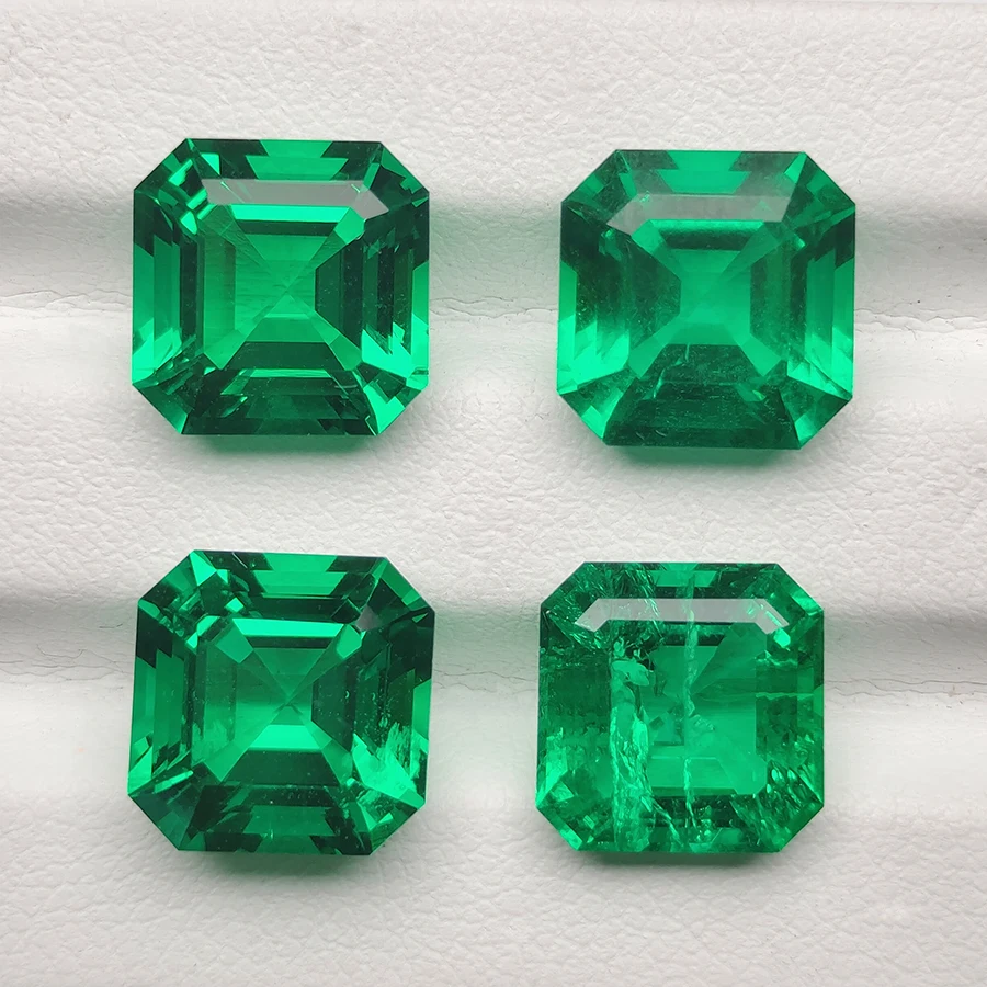Top Hydrothermal Asscher Cut Lab Grown Emerald Loose Gemstones Synthetic Columbia Emerald Stone Diamond With AGL Certificate