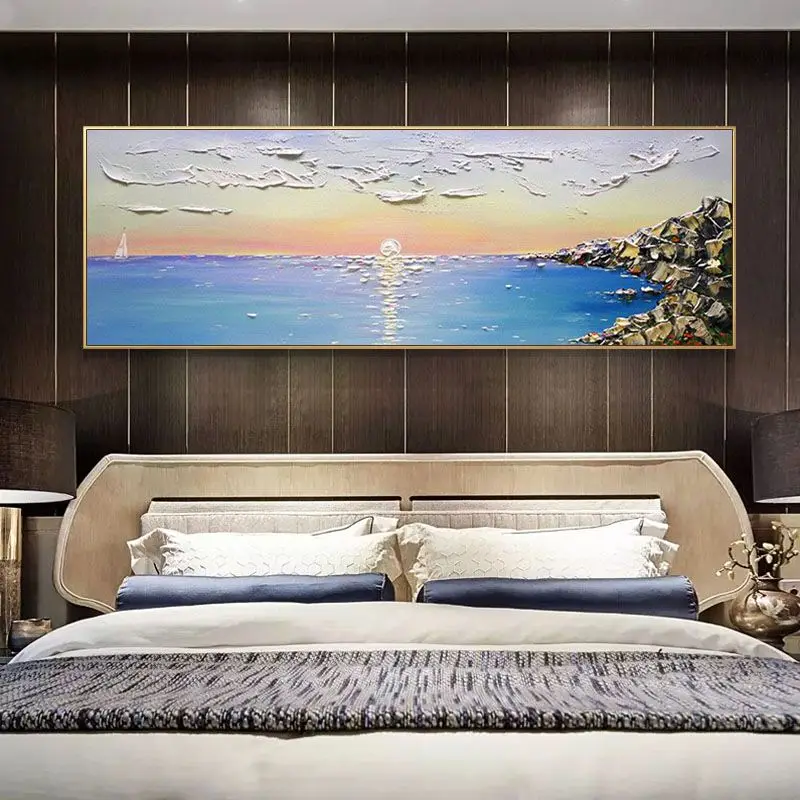 Wall Art Decoration Poster Abstract Sunrise 100% Handmade Oil Painting Living Room Sofa Bedroom Restaurant Custom Canvas Mural