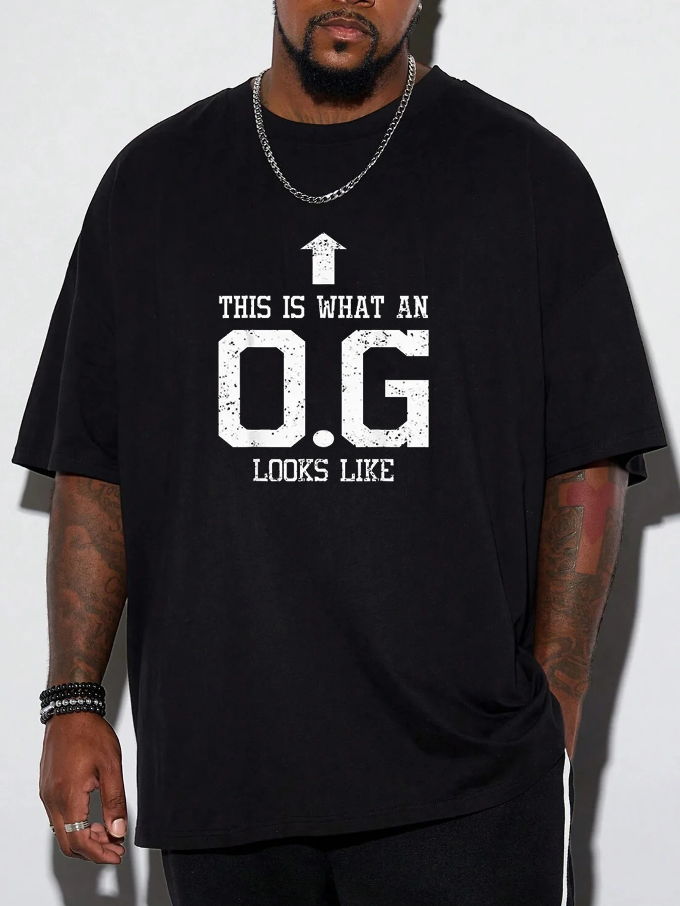 

Мужская повседневная футболка с круглым вырезом больших размеров с буквенным принтом, гладкая хлопчатобумажная ткань, 200GSM, всесезонная одежда с короткими рукавами | Свободный крой