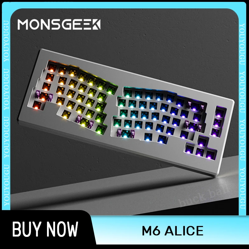 

Monsgeek M6 Alice Gaming Keyboard Kit Wired Aluminum Alloy Keyboard Rgb Hot-Swap Gasket Customize Mechanical Keyboards Kit Gift