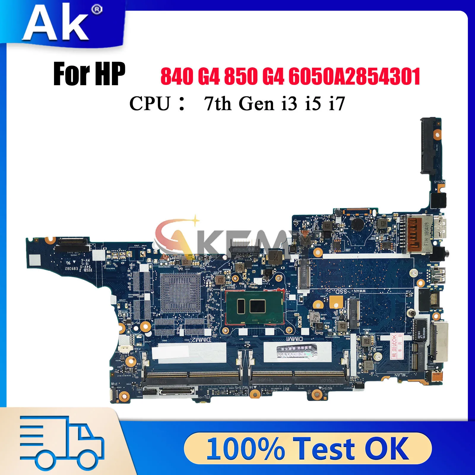 

6050A2854301 для ноутбука HP EliteBook 840 G4 850 G4, материнская плата 917503-001 917501-001 с процессором i5 i7 DDR4, 100% полностью протестирована