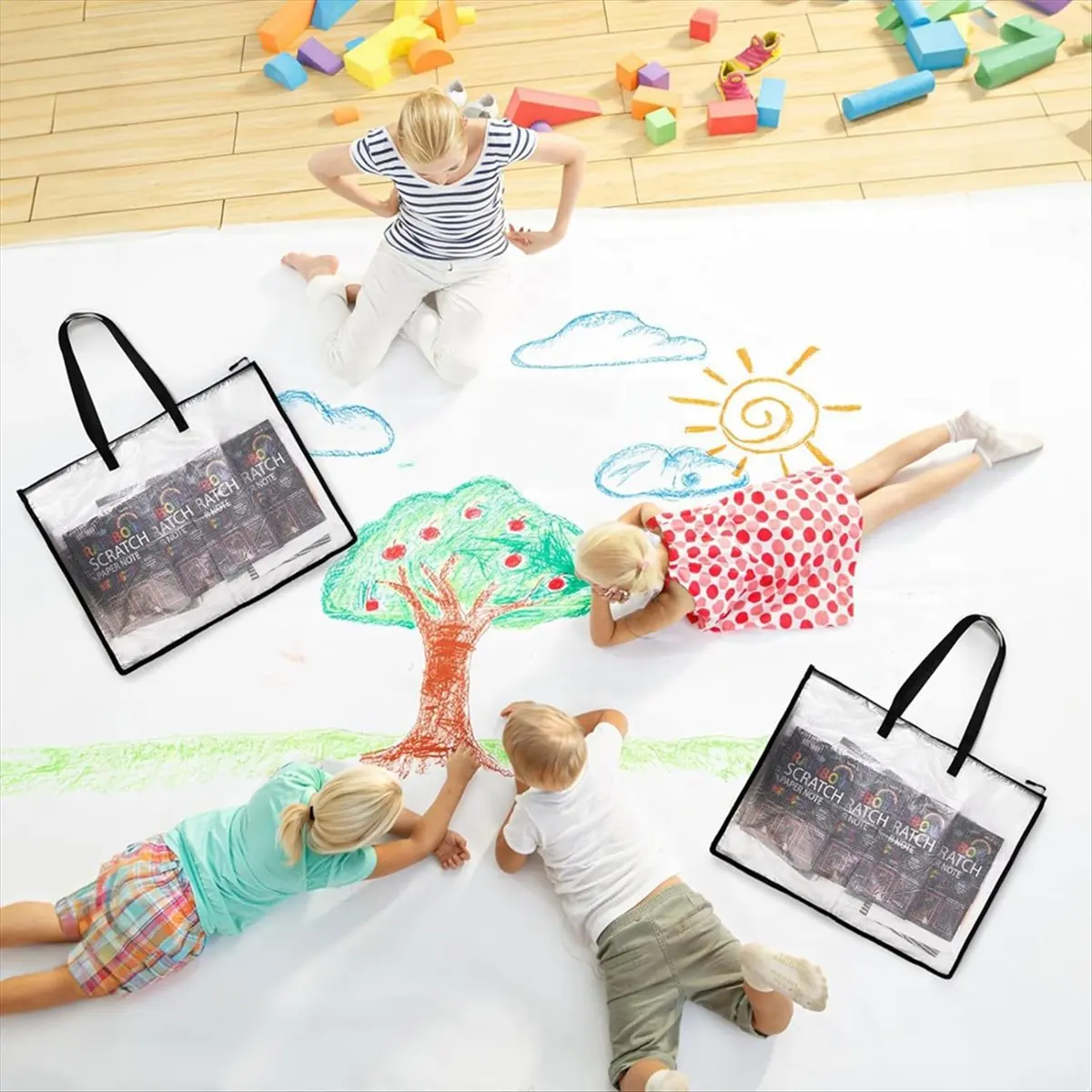 【Best Seller】19x25 Art Portfolio Bags,Clear Portfolio Folder for Artwork,Waterproof Poster Storage Bags+Handle for Drawing Board