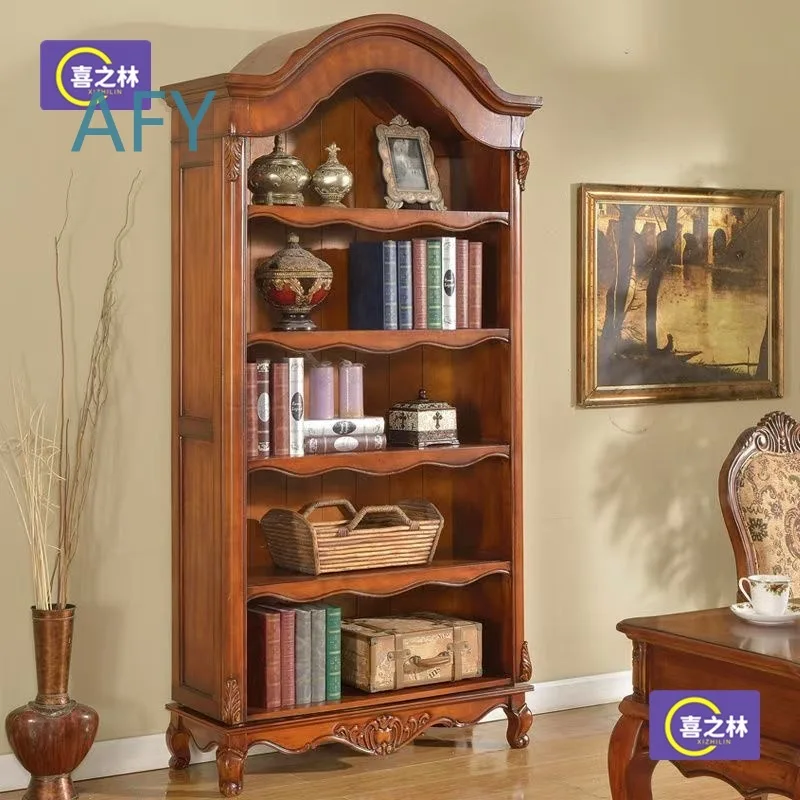 Solid Wood Bookshelf for Home Office Living Room Bedroom Study Room Storage Unit Modular Bookcase Arch Design 5 Tier Book
