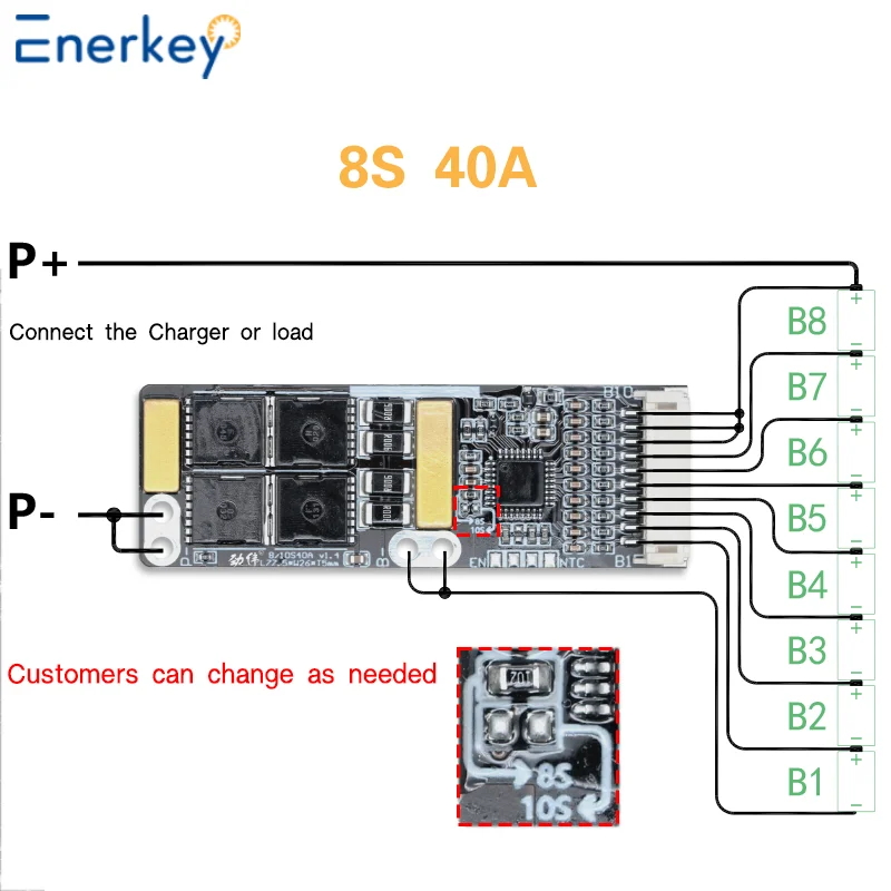 Enerkey Wholesale 8S 9S 10S 40A Li-ionLithium Battery Charger Protection Board BMS Have NTC