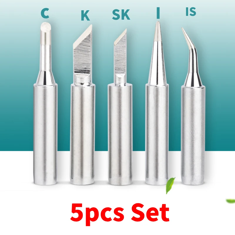 5pcs 936 Set Soldering Iron Tips Tools 936-K KU IS I C Professional Pure Copper Welding Head for 936 937 Soldering Stations