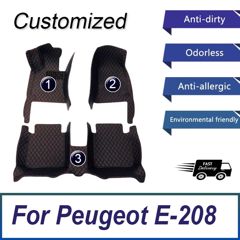

Автомобильные коврики для Peugeot E-208 e208 P21 2019 ~ 2022 2020 Ковры Роскошный кожаный коврик Водонепроницаемый коврик Прочные коврики Автомобильные аксессуары