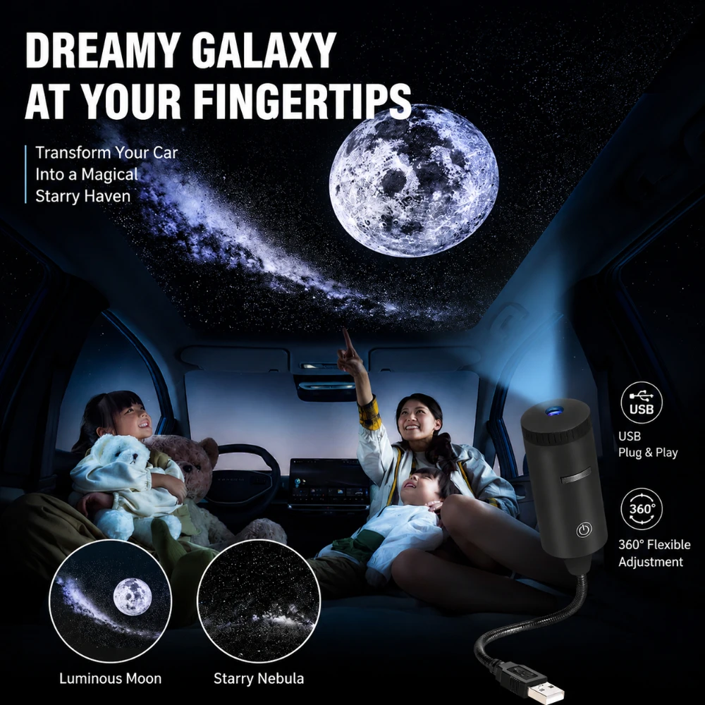Auto-Deckensternprojektorlampe Schlafzimmer USB 5V Sternenhimmel-Deckenleuchte Tragbarer Sternenhimmel-Effekt für Fahrzeug und Zuhause