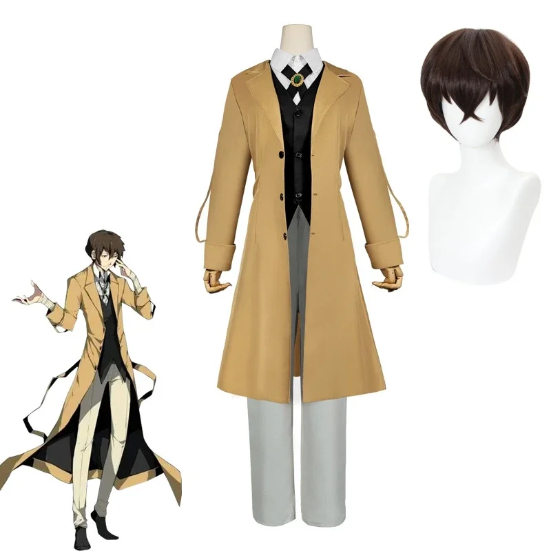 Bungou Stray Dogs Anime Costume Complet, Dazai Osamu Cosplay, Geltrench, Chemise, Collier, Pantalon, Tenue Ultraviolette, Halloween, Nouveau Jeu