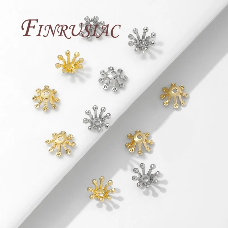 14K Gold Plated Flower Bead Caps,Brass Bead Caps For Bracelets Making,DIY Jewelry Accessories,Caps For Beads view 5