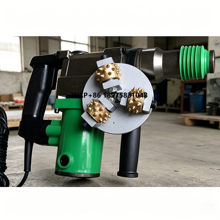Portable concrete floor roughening machine long-term electric impact type three-head hammer