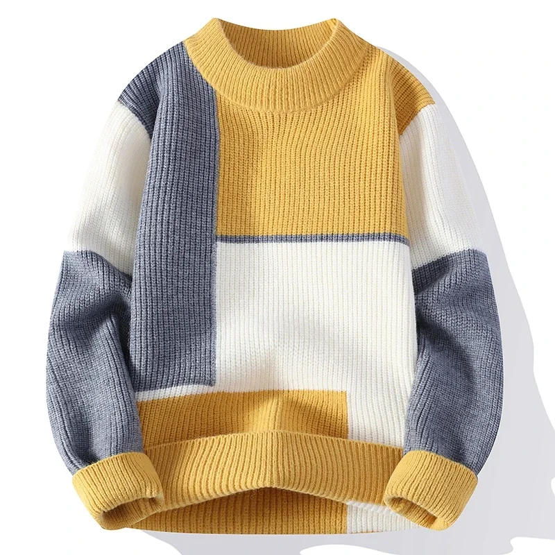 

Winter Men Knitted Sweater Man High-Quality Long Sleeve Crew Neck Pullover Loose Thick Street Autumn Men Casual Warm Sweaters