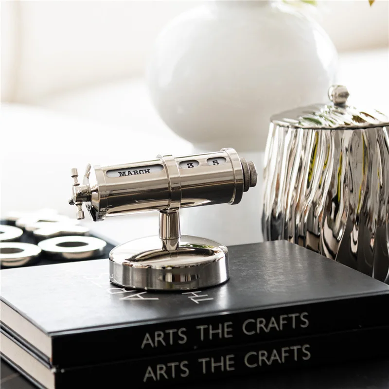 Indian retro silver time meter airplane shape calendar ornament, office desktop high-end decoration brass desk calendar