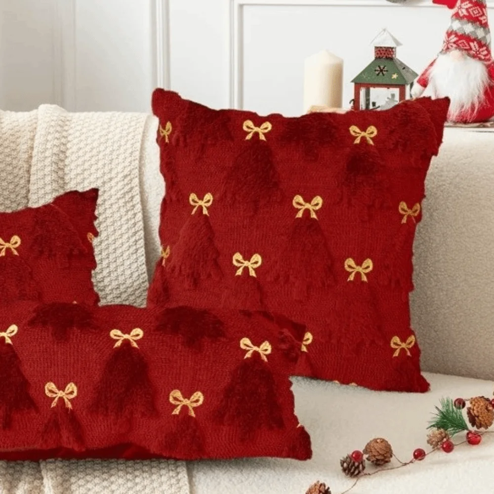 New Christmas Day Pillowcase Xmas Tree with Light Short Cushion Slipcover Reindeer Throw Pillow Cover Sofa Decoration