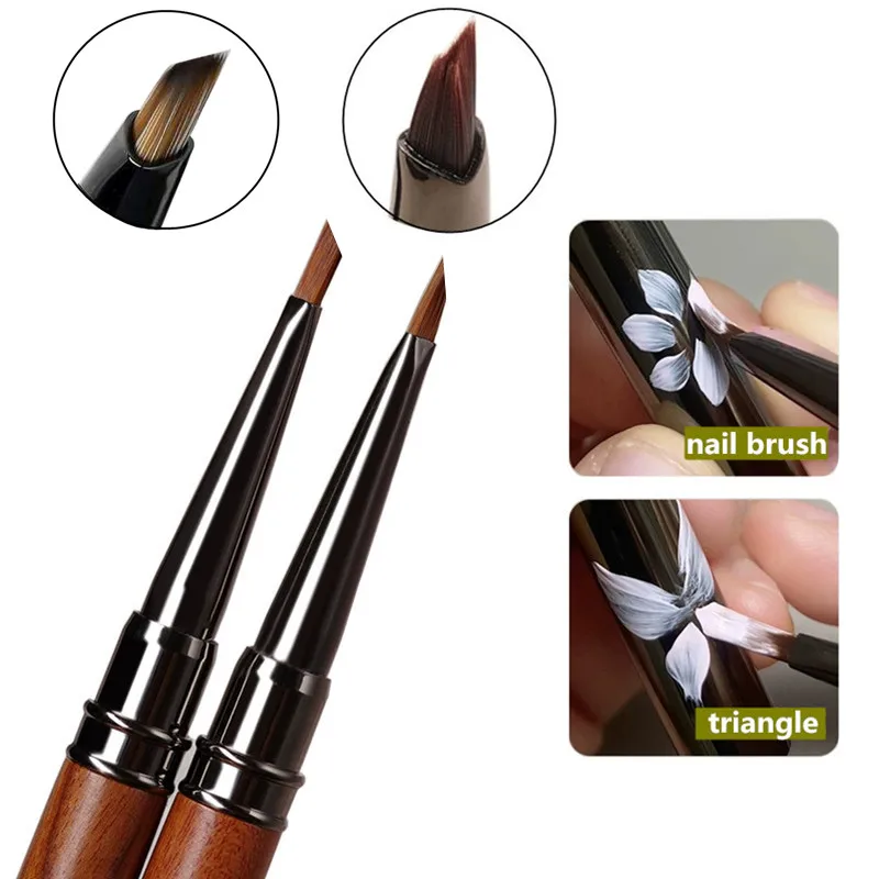 

1PC Triangular Petal Nail Brush Acrylic Nail Art Liner Brush Stripes Grid Flower Painting Drawing PenManicure Tools